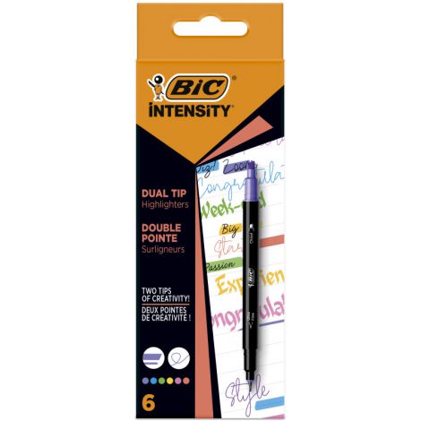 Cienkopisy/Zakreślacze Bic Intensity Dual Tip 0.4mm, 6 kolorów